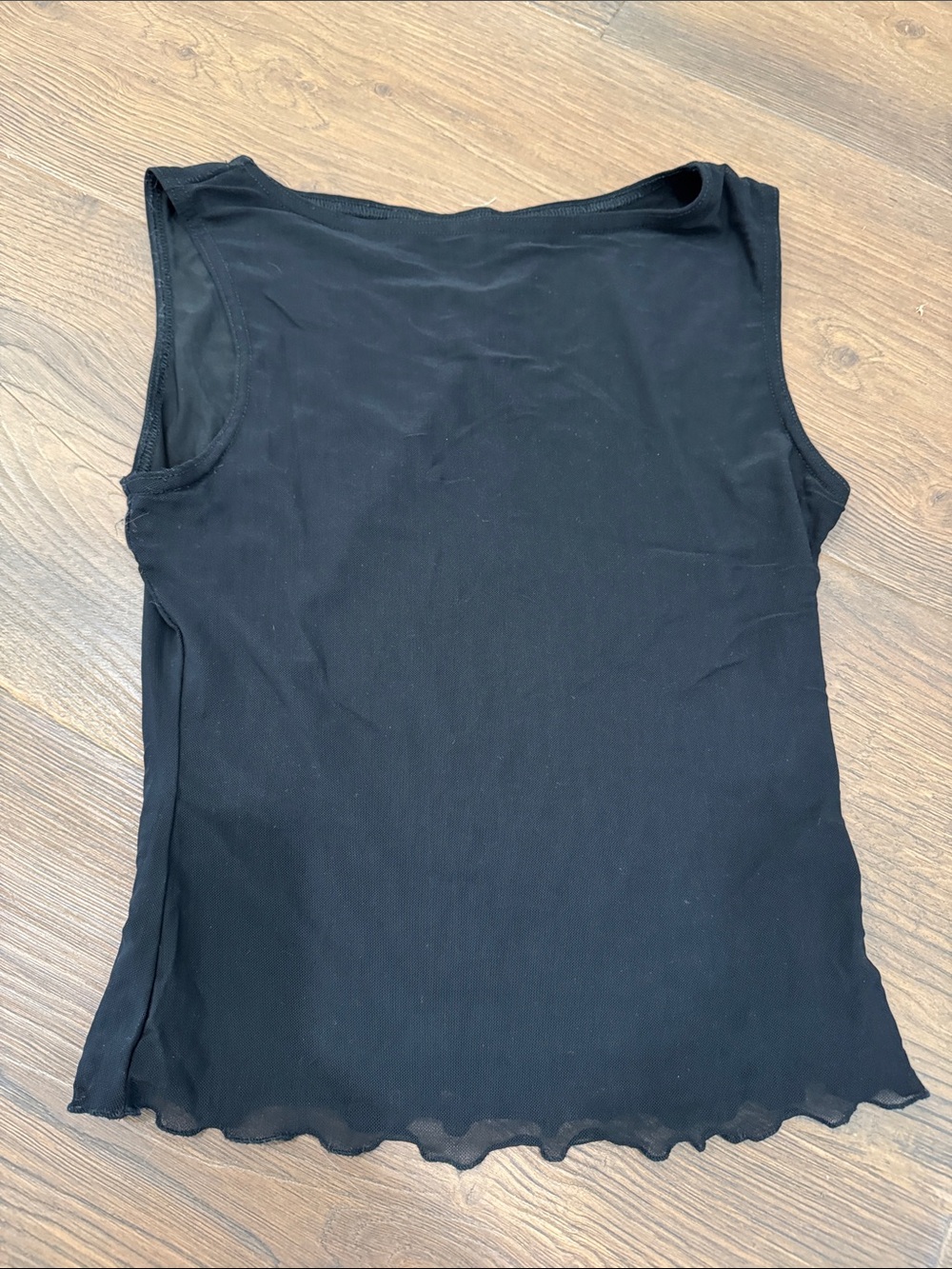 Brandy Melville Black Ribbed Tank with Scallop Hem